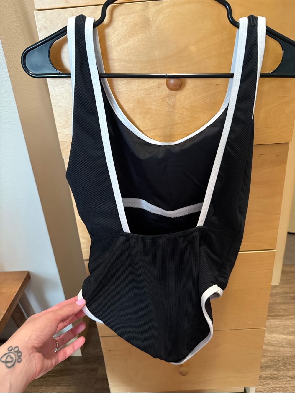 LainSnow Black Swimsuit with White Trim
